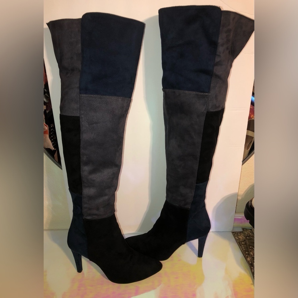 Rialto Women's Over the Knee Boots - Black and Blue - Picture 4 of 15